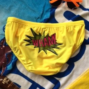*SOLD!* N2N Yellow WHAM! swimsuit, L (34-36 waist)